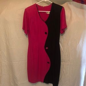 Vintage pink and black abstract dress